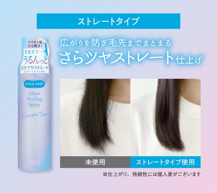 ストレートタイプ 広がりを防ぎ毛先までまとまる さらツヤストレート仕上げ